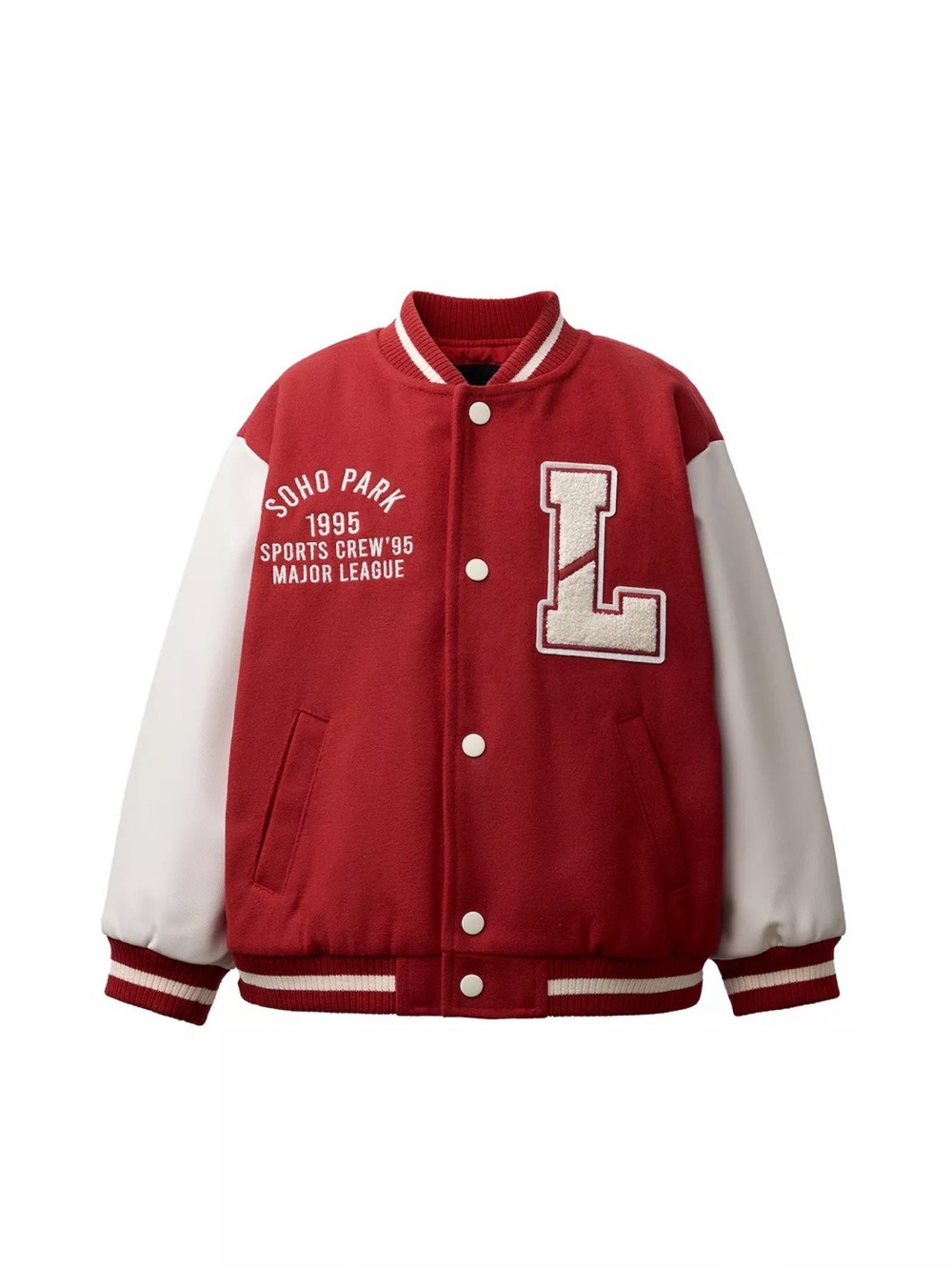 Zara kids CLOTH BOMBER JACKET WITH FAUX LEATHER SLEEVES AND PATCHES 1.5 -2y